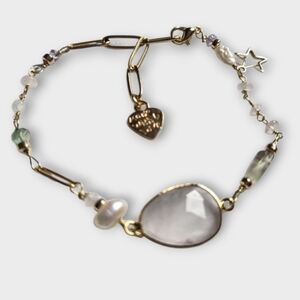 Rose Quartz Flourite Gemstone Bracelet